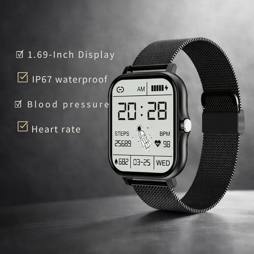 Intelligente Uhr | Herzfrequenz- und Schlafüberwachung | Bluetooth | FitWatch