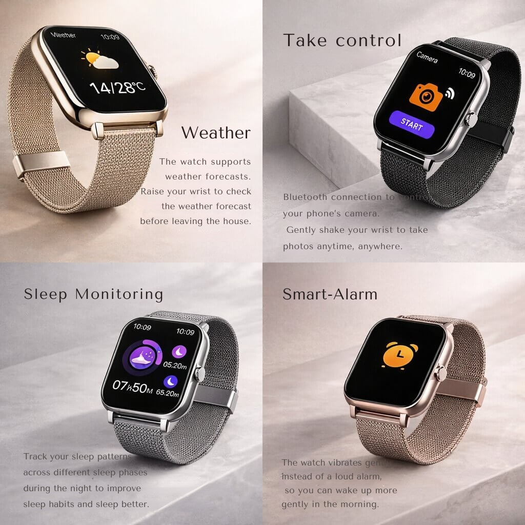 Intelligente Uhr | Herzfrequenz- und Schlafüberwachung | Bluetooth | FitWatch