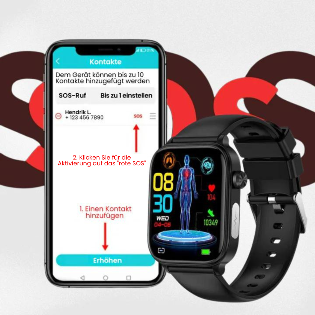 Gesundheits-Smartwatch mit SOS-Alarm und Standortverfolgung