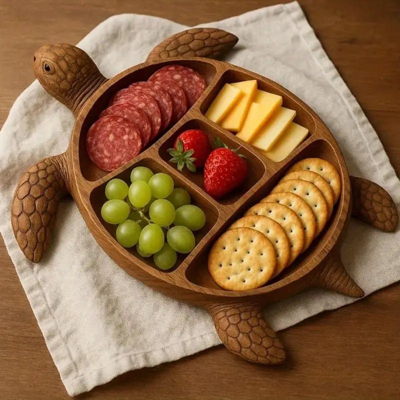Tierförmige Servierplatte aus massivem Holz für Snacks