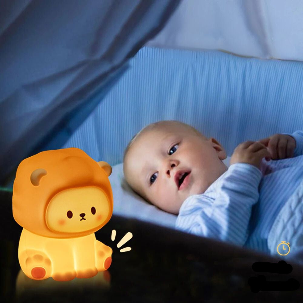 Süßes Löwen-Nachtlicht für Kinder – Wiederaufladbare LED-Lampe mit dimmbarer Helligkeit