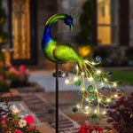 Elegante Solar-Gartenleuchte mit Pfauendesign – Automatisch und Wetterfest