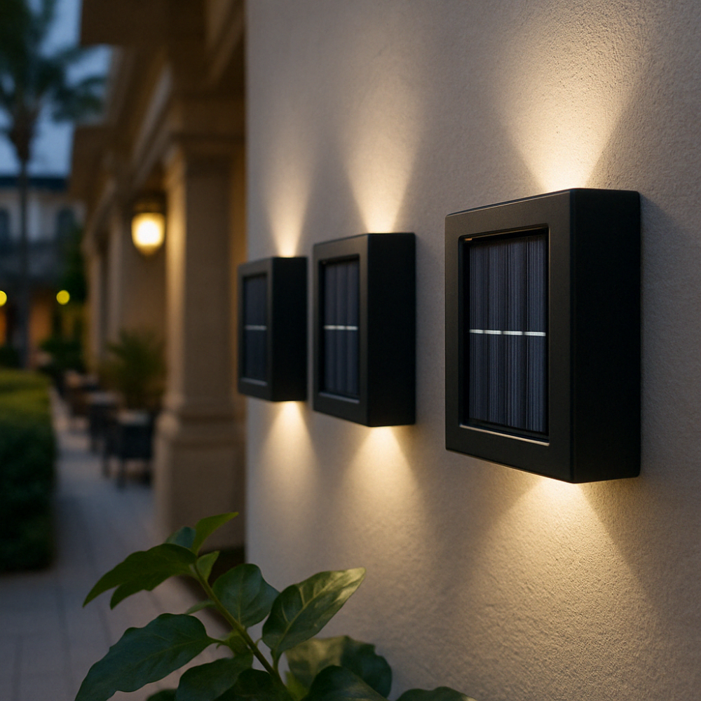 Solarbetriebene LED-Wandleuchte – Warmes Licht ganz ohne Kabel (4er Set)