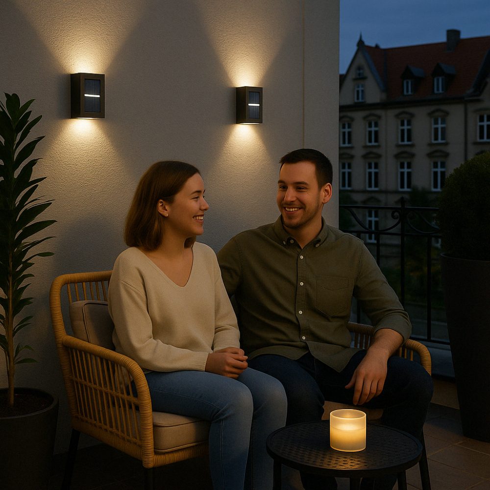 Solarbetriebene LED-Wandleuchte – Warmes Licht ganz ohne Kabel (4er Set)