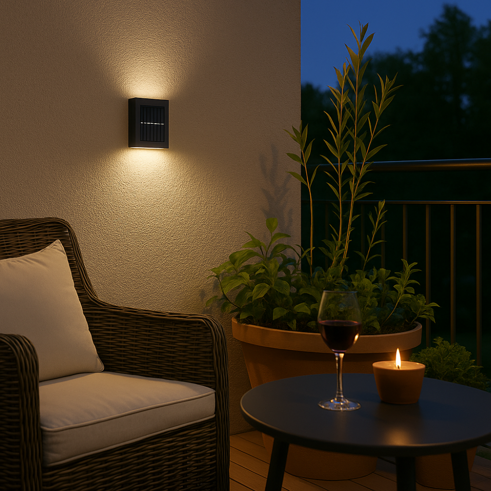 Solarbetriebene LED-Wandleuchte – Warmes Licht ganz ohne Kabel (4er Set)