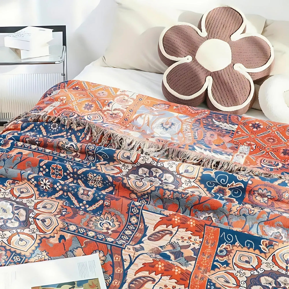 Blühende Jacquard-Baumwolldecke für Ihr Zuhause