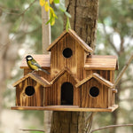 Vogelhaus aus Holz mit 6 Eingängen für kleine Vögel