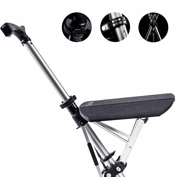 Faltbarer Gehstock mit Sitzfunktion und ergonomischem Griff