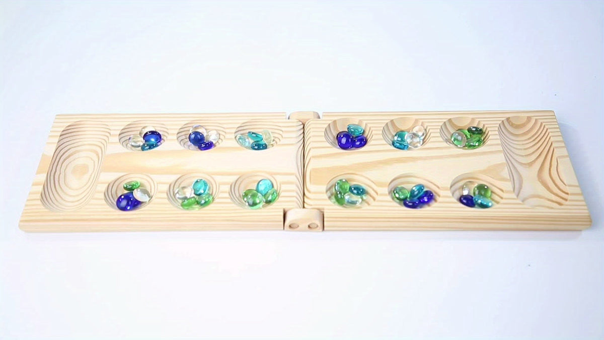 SpeelGem - Mancala Board Game Set with Foldable Wooden Board