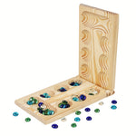 SpeelGem - Mancala Board Game Set with Foldable Wooden Board