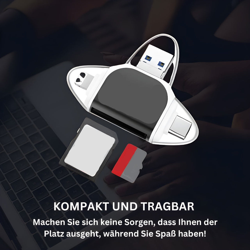 Kompakter 4-in-1 Kartenleser für schnelles Datenmanagement