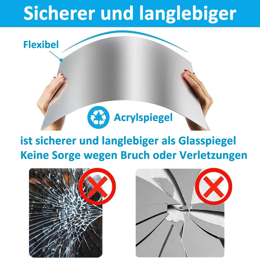 Selbstklebende Spiegel-Folie | Bruchsicher & Anpassbar | Klar