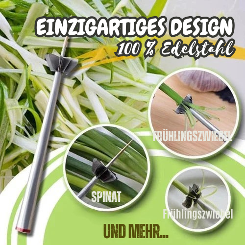 Gemüseschneider | 360-Grad Edelstahlklingen | Perfekte Streifen für Kräuter und Gemüse