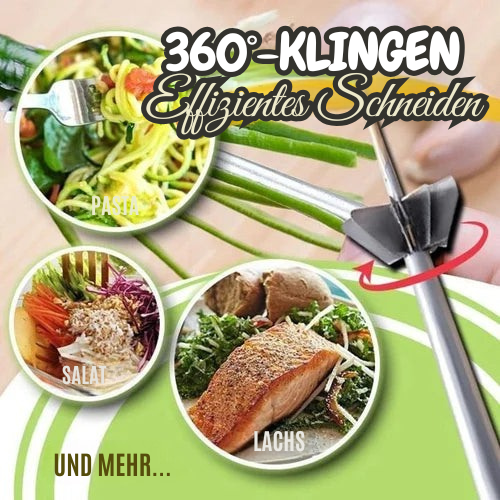 Gemüseschneider | 360-Grad Edelstahlklingen | Perfekte Streifen für Kräuter und Gemüse