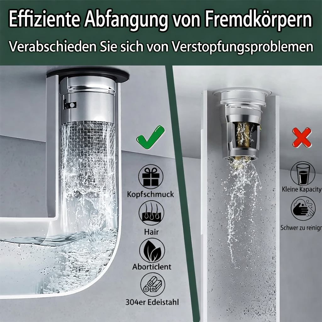 Intelligenter Abflussstopfen | Effektiver Edelstahlfilter