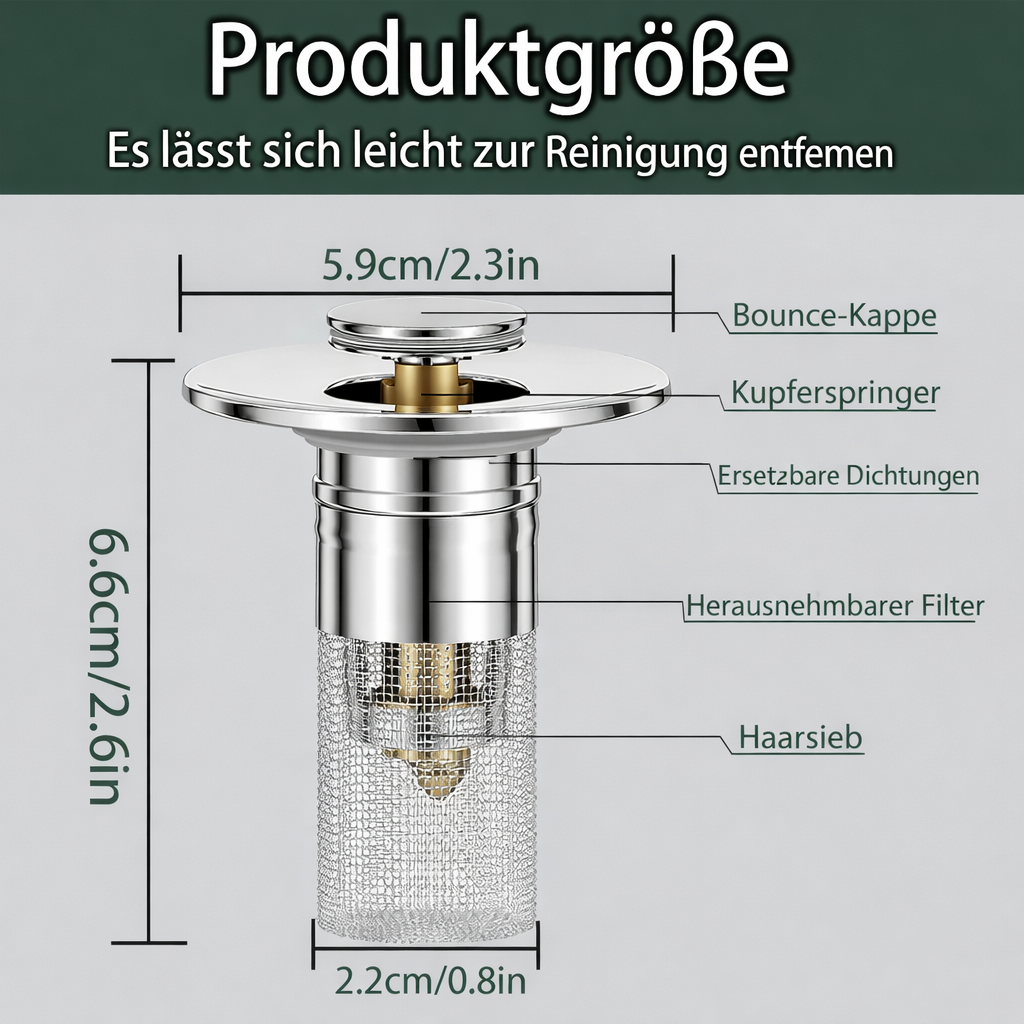 Intelligenter Abflussstopfen | Effektiver Edelstahlfilter