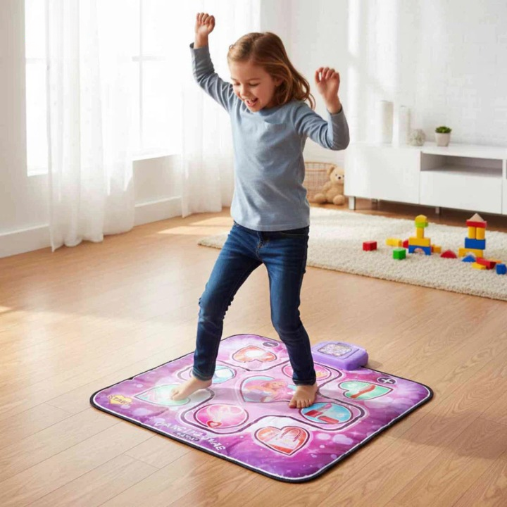Aktive Tanzmatte für Kinder – 4 Spielmodi, 6 Schwierigkeitsstufen, Musik & LED-Licht