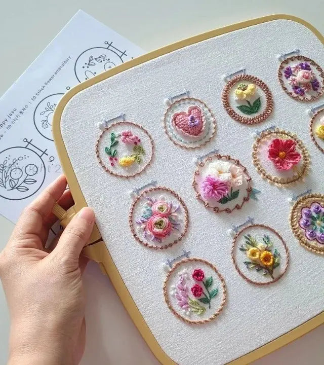 Blumenstickset mit 12 Designs | Komplettset für Einsteiger