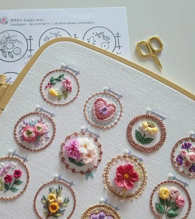 Blumenstickset mit 12 Designs | Komplettset für Einsteiger