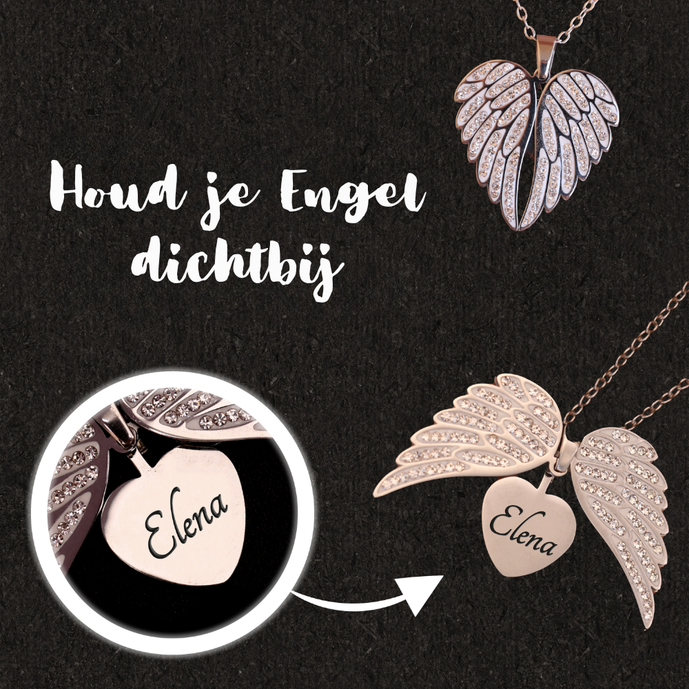 Herzschmuck | Engelsherz Halskette – Elegante Gravur in Gold oder Silber