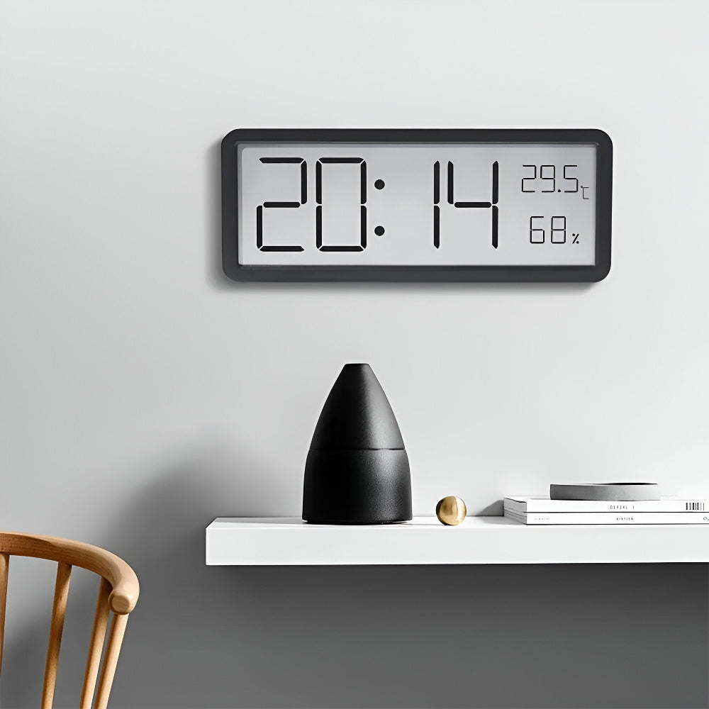 Digitaler LED Wanduhr – Großes Display mit Temperatur und Luftfeuchtigkeit