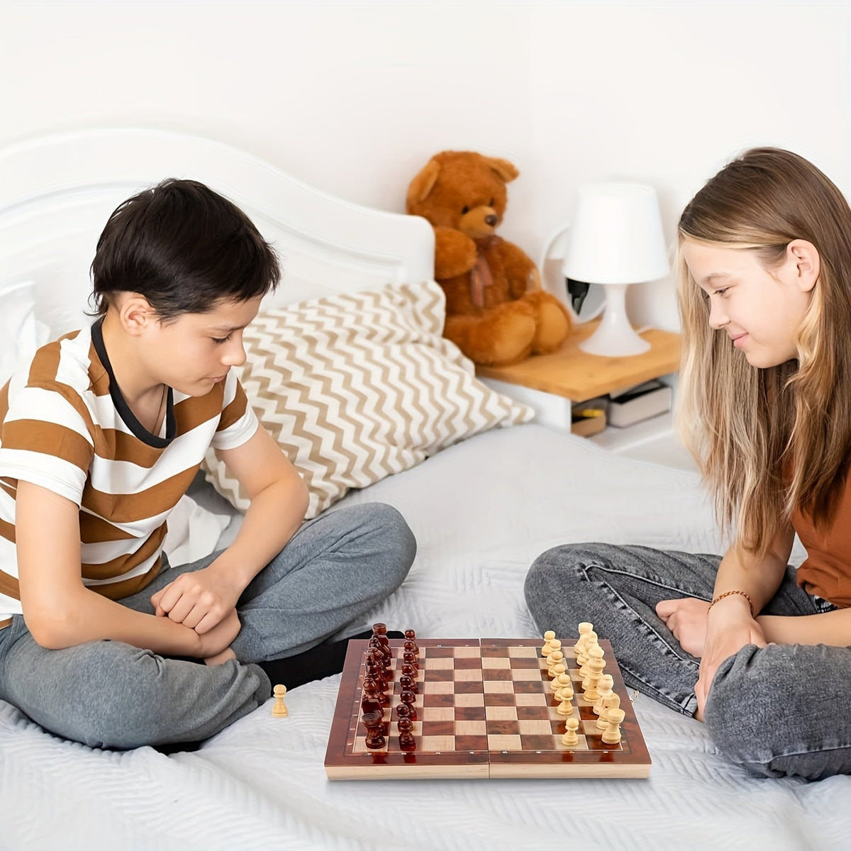 Elegant 3-in-1 Wooden Game Set: Chess, Checkers, and Backgammon