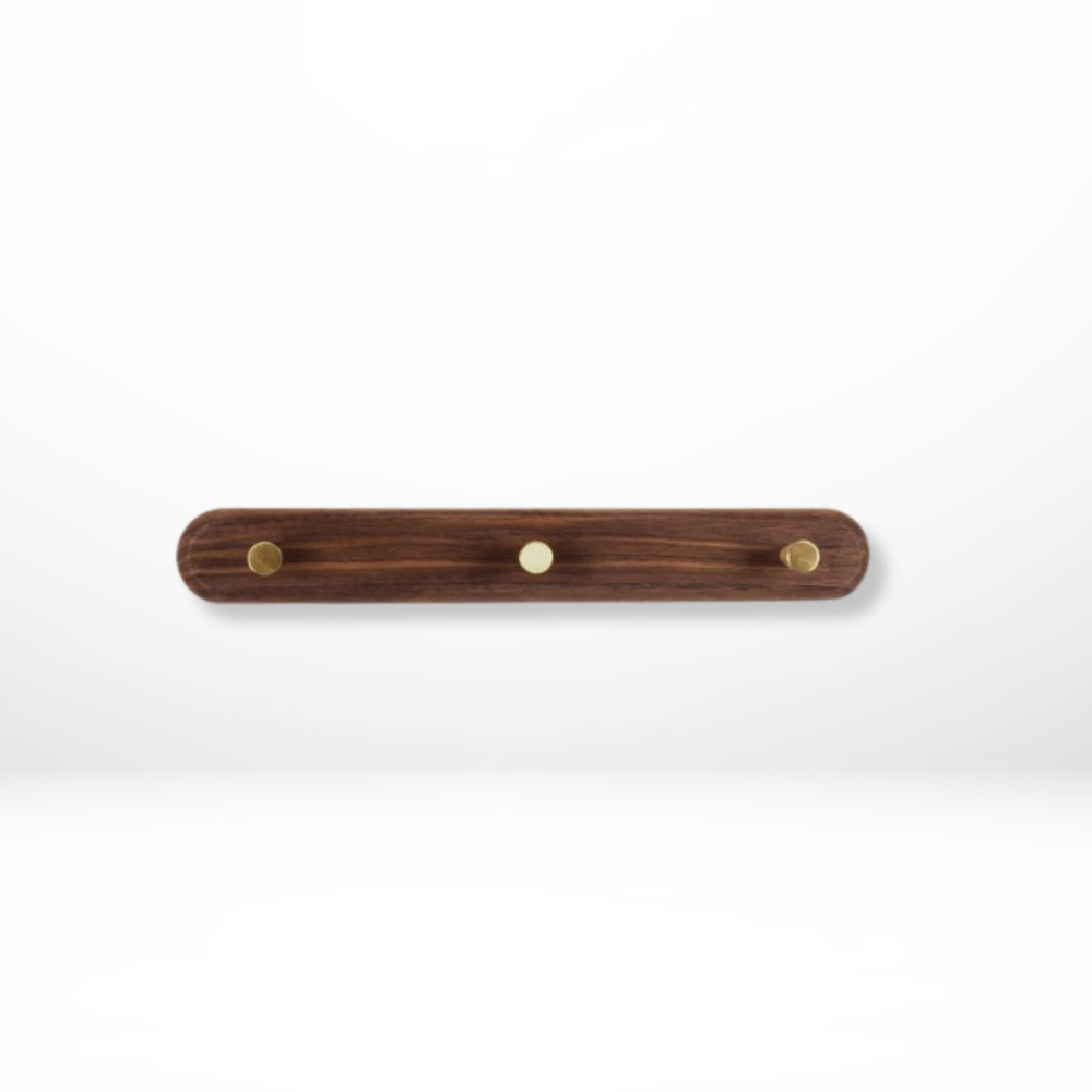 Elegante Wandhaken aus Holz mit Messingakzenten – Platzsparende Organizer