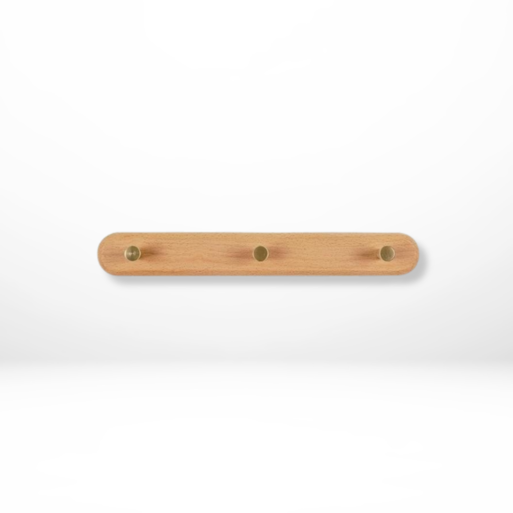 Elegante Wandhaken aus Holz mit Messingakzenten – Platzsparende Organizer