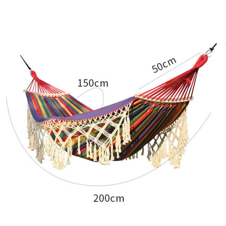 Naturliebe | 200x150cm Doppelte Outdoor-Camping-Hängematte mit Holzstange (Weiß)