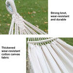 Naturliebe | 200x150cm Doppelte Outdoor-Camping-Hängematte mit Holzstange (Weiß)