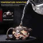 Farbenwechselnde Teekanne mit Drachen- und Phönix-Motiv