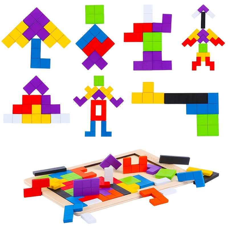 TangramIQ - Creative 3D Wooden Puzzle for Kids and Montessori Learning Toy
