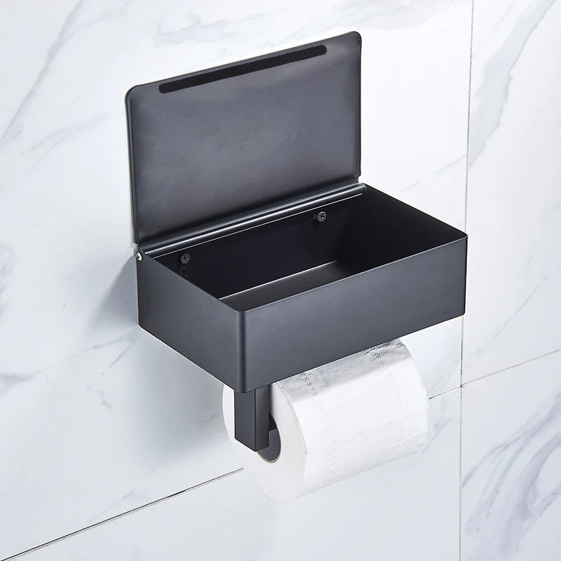 Praktischer Toilettenpapierhalter mit Ablage aus Edelstahl