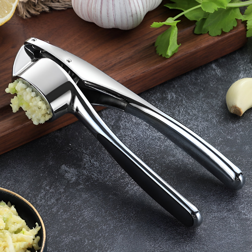 Eleganter Edelstahl-Knoblauchzerkleinerer mit Anti-Rutsch-Griff