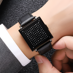 Elegante Hybrid-Uhr mit Buchstabenanzeige aus Edelstahl