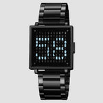 Elegante Hybrid-Uhr mit Buchstabenanzeige aus Edelstahl