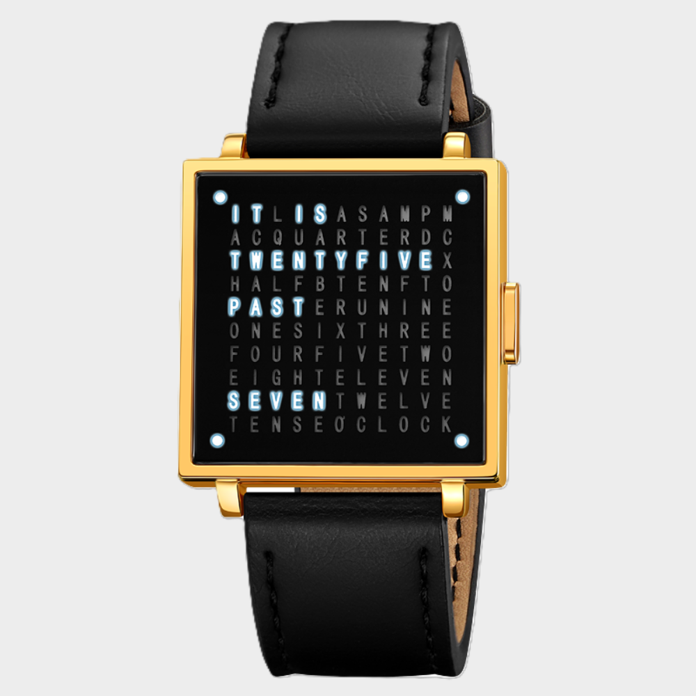 Elegante Hybrid-Uhr mit Buchstabenanzeige aus Edelstahl