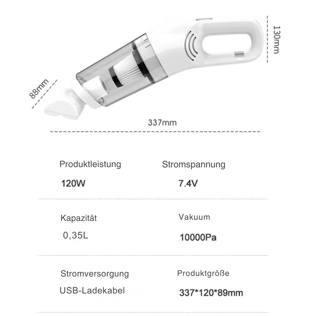 Kabelloser Staubsauger für Tierhaare mit HEPA-Filter und 4 Aufsätzen
