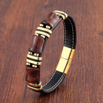 Lederarmband mit Tigerauge und Edelstahlakzenten – Naturstein Schmuck