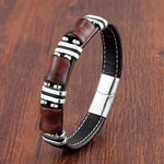 Lederarmband mit Tigerauge und Edelstahlakzenten – Naturstein Schmuck