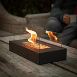 Tisch-Bioethanol Kamin | Echtes Feuer ohne Rauch | Windschutz aus Glas | FlammeLux