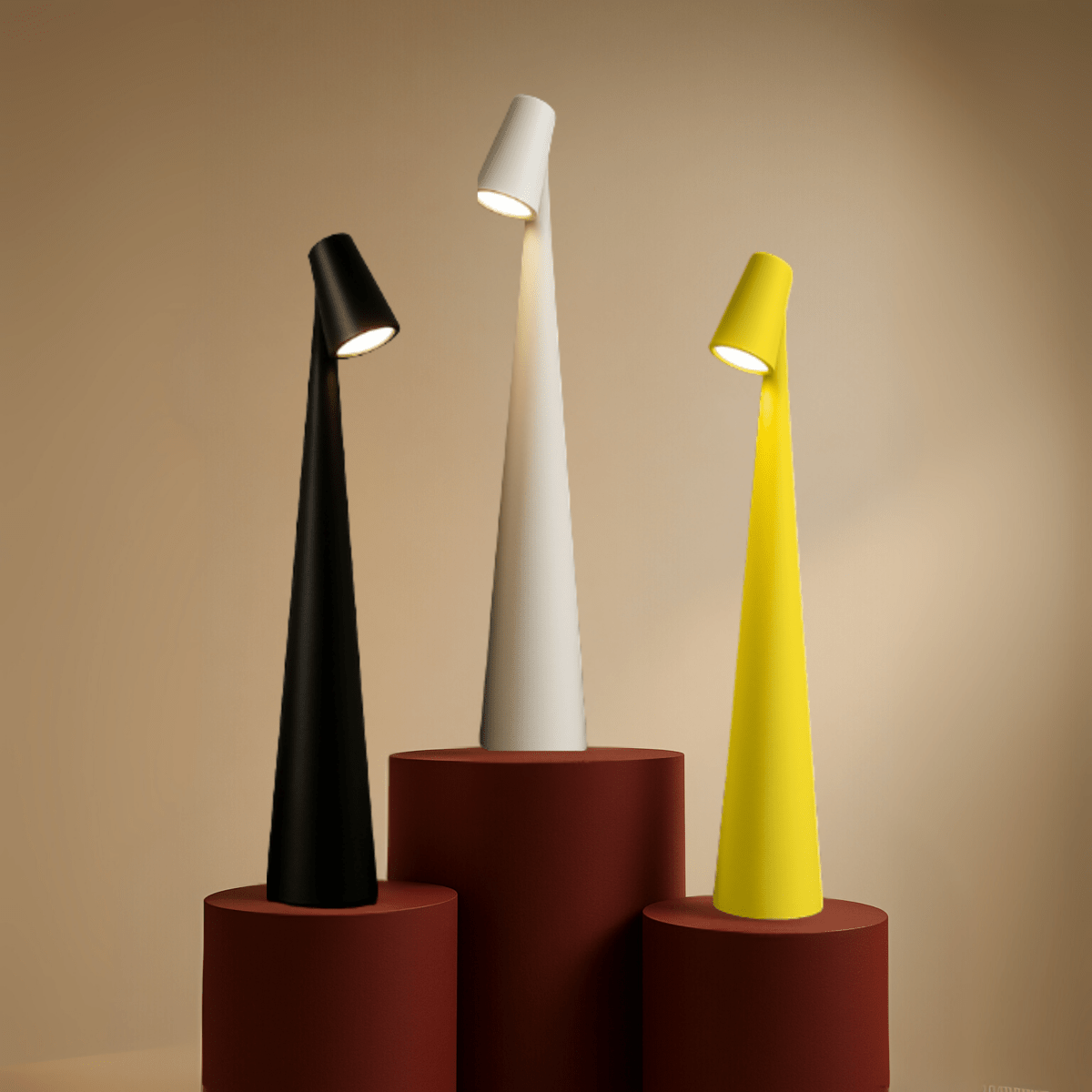 Stylische Tischlampe | Kabellos Dimmbar | Metallgehäuse | Wiederaufladbare Batterie mit 20 Stunden Laufzeit