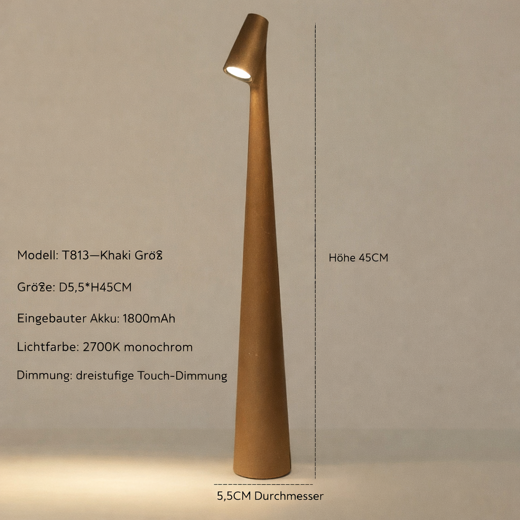 Stilvolle Tischlampe | Kabelloses LED-Design | 3-stufige Touch-Dimmung