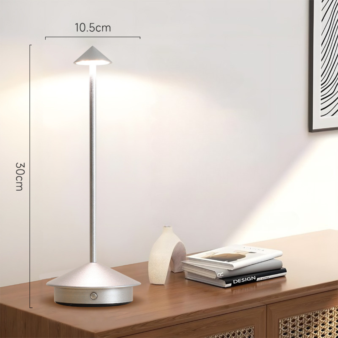 Elegante Tischlampe | Kabellose Freiheit | Touch-Dimmer, USB-Ladefunktion
