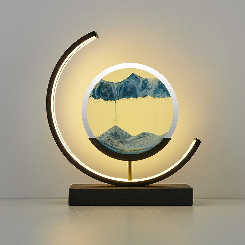 Elegante Tischlampe mit beruhigendem Sand-Effekt und LED-Beleuchtung