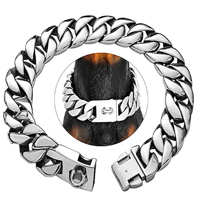 Starker Halsband aus Edelstahl für große Hunde – Metallhalsband