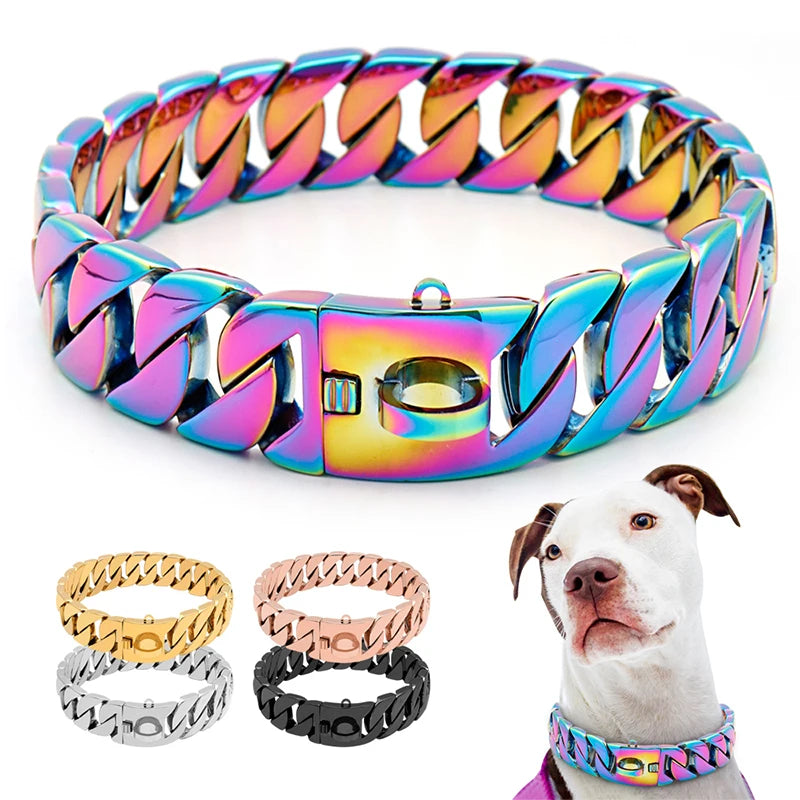 Starker Halsband aus Edelstahl für große Hunde – Metallhalsband