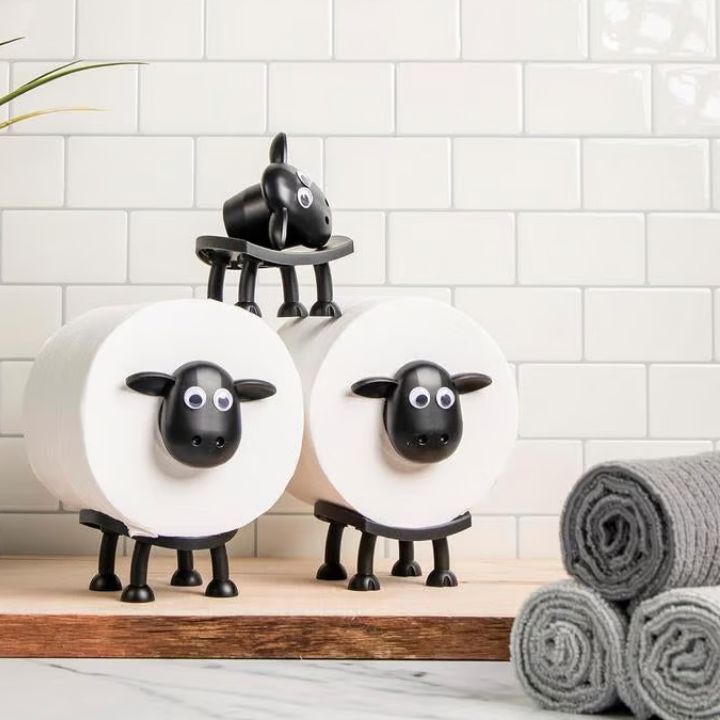 Freistehender Toilettenpapierhalter | Charmante Baddeko im Schafdesign
