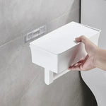 Toilettenpapierhalter mit Regal | Bohrfreie Wandmontage | Klebehalterung