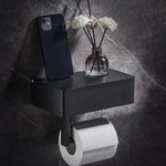 Toilettenpapierhalter mit Regal | Bohrfreie Wandmontage | Klebehalterung